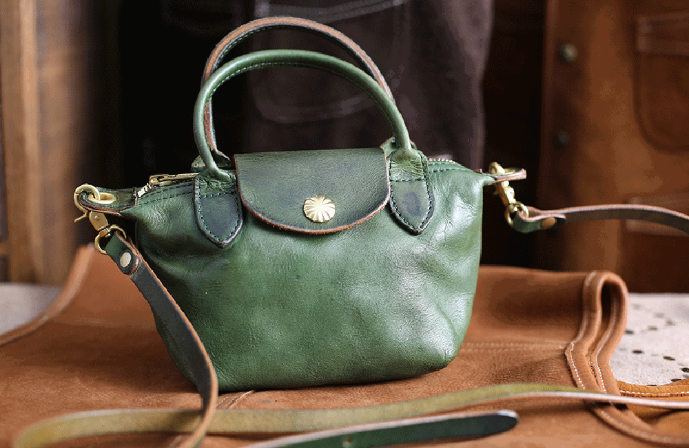 Rossie Viren Women's Womens Vintage Horse Skin Leather Small Top Handle Cross Body Shoulder Bag