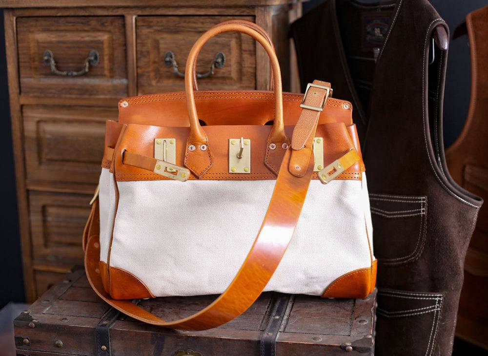 Preorder Womens Genuine Crocodile Skin Leather Top Handle Canvas Bag Large