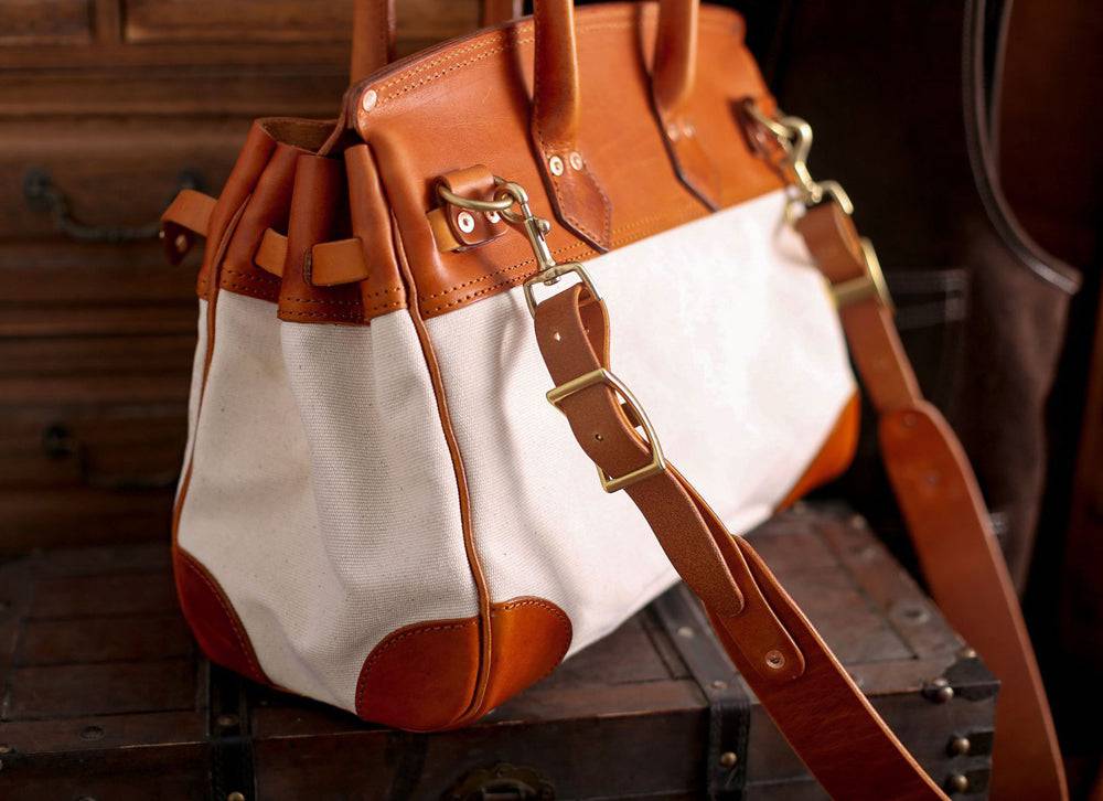 Preorder Womens Genuine Crocodile Skin Leather Top Handle Canvas Bag Large