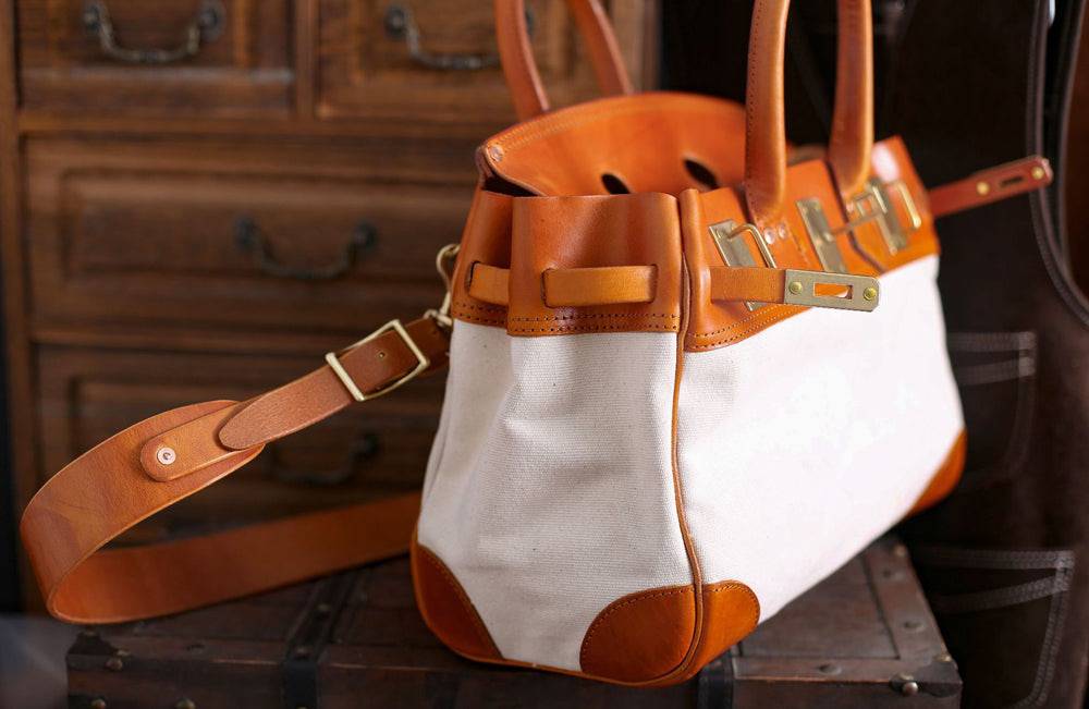 Preorder Womens Genuine Crocodile Skin Leather Top Handle Canvas Bag Large
