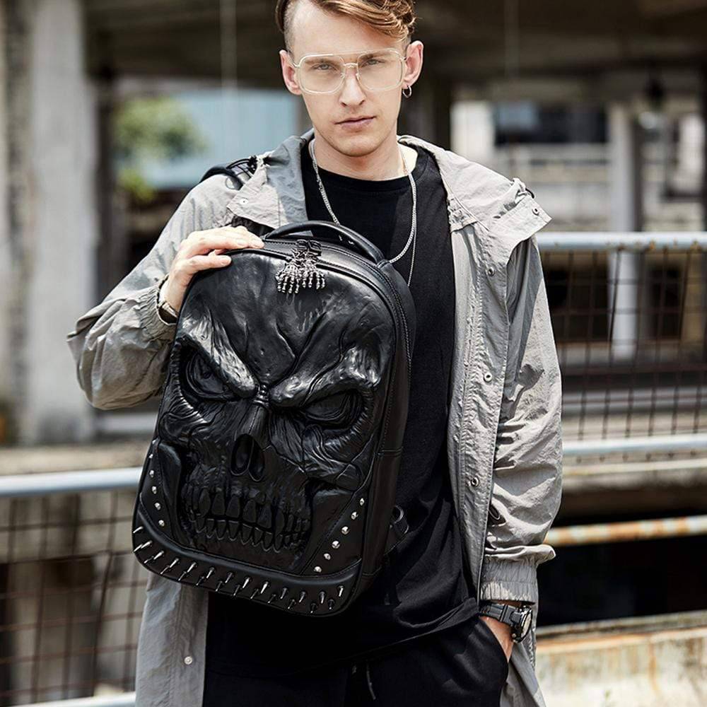 3D Backpack Large Skull Face Backpack, Rivet Rucksack ,Leisure Backpack Bags