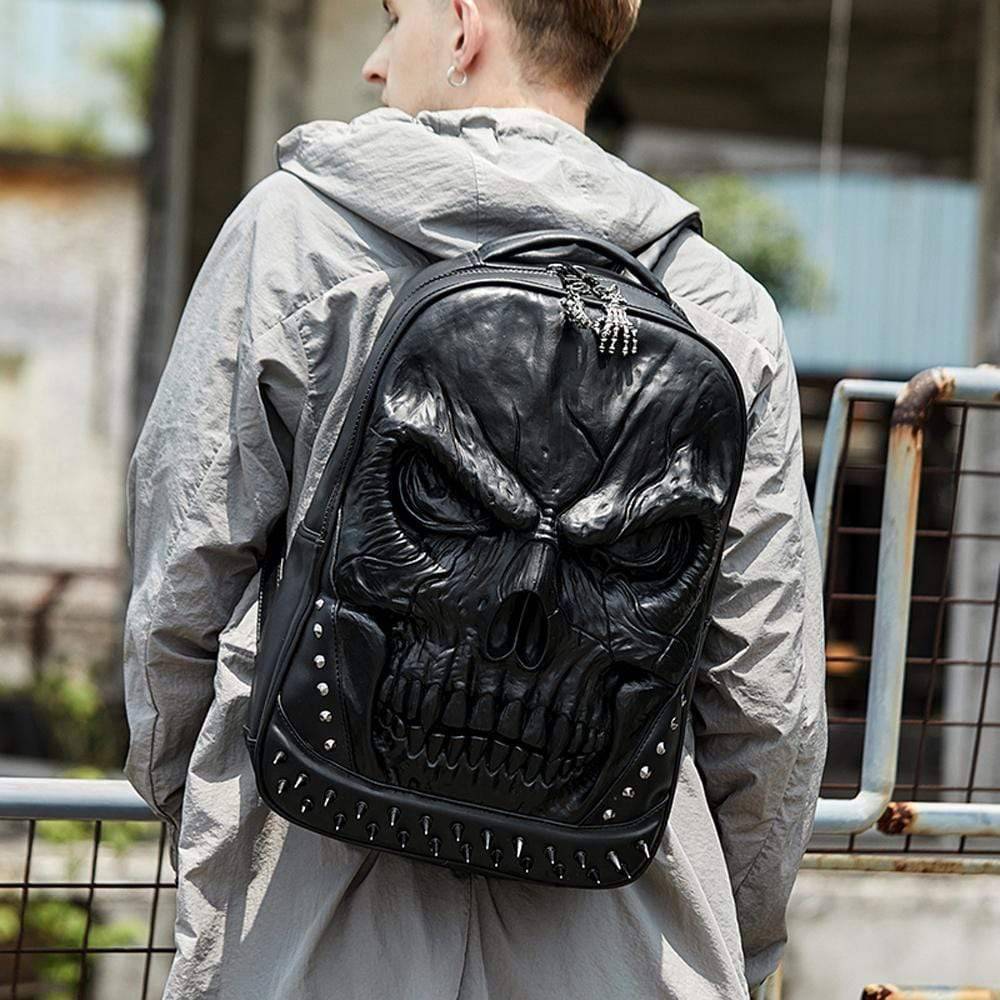 3D Backpack Large Skull Face Backpack, Rivet Rucksack ,Leisure Backpack Bags