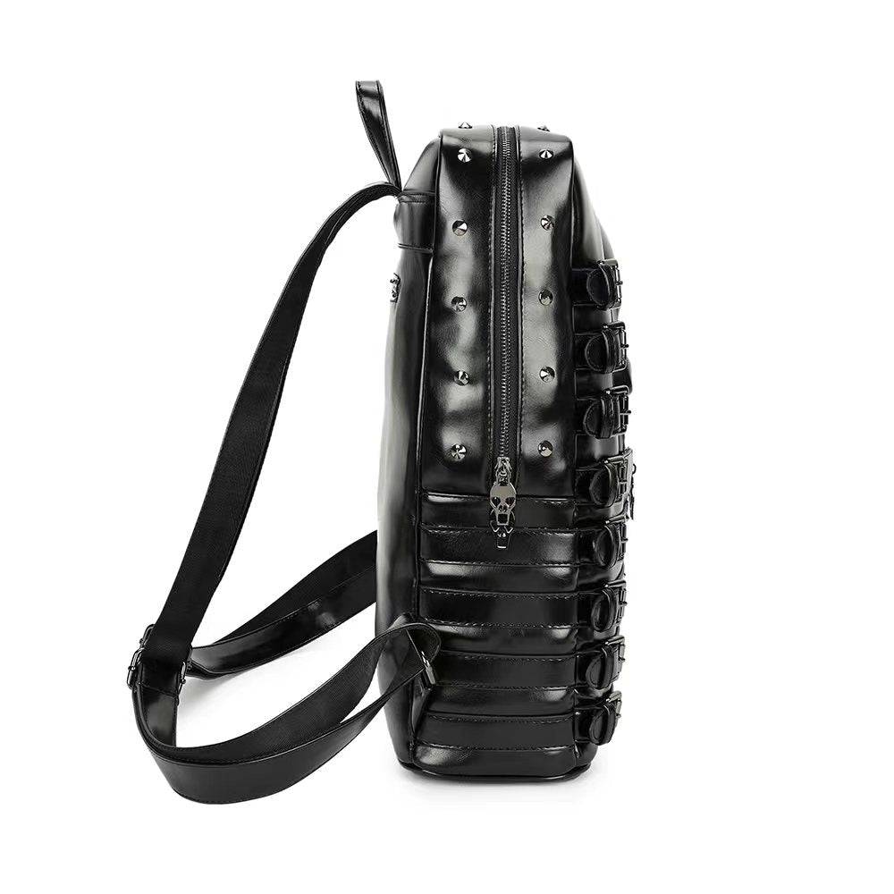 3D Skull Backpack Rivet Studded PU Leather Travel Punk Laptop Backpack Laptop Bag