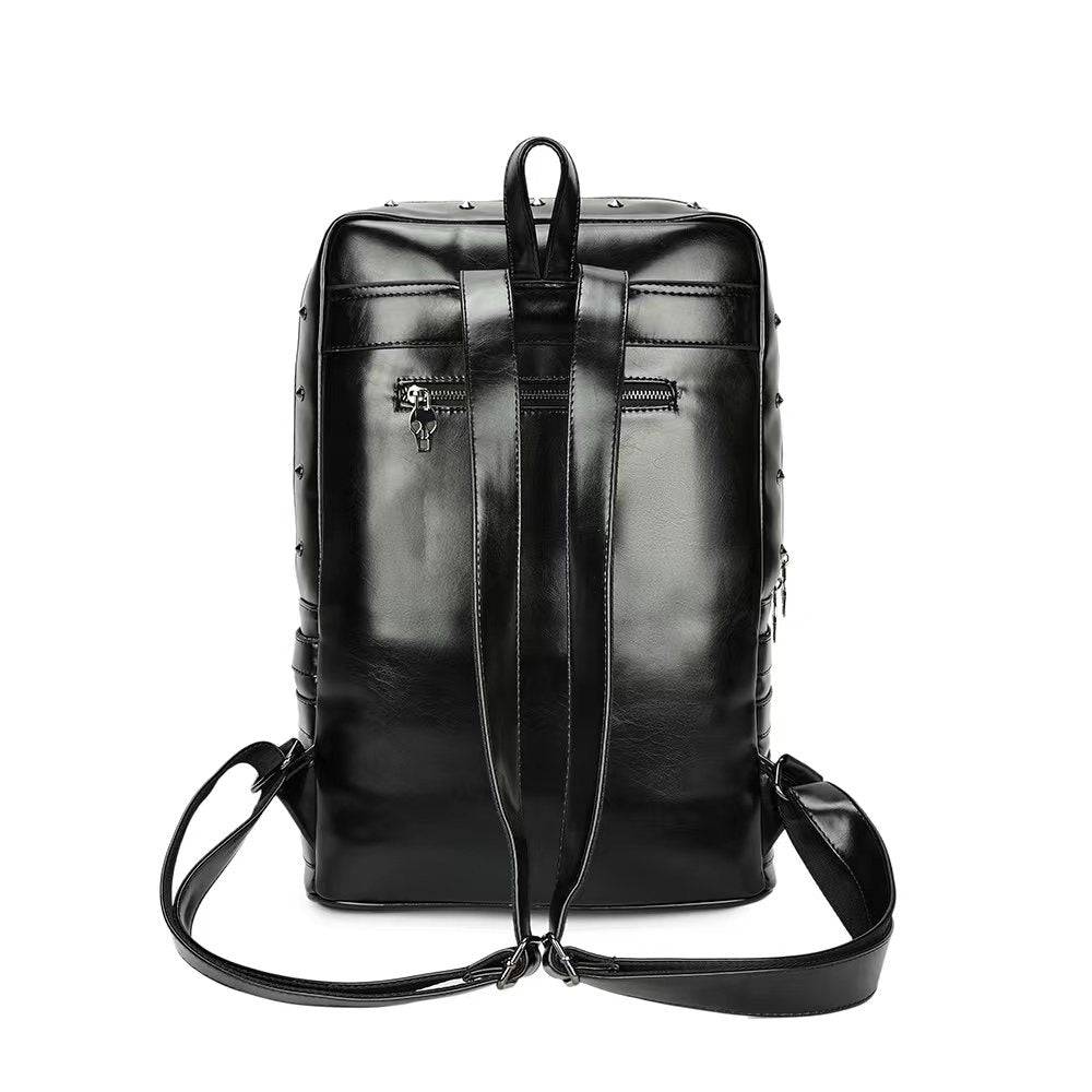 3D Skull Backpack Rivet Studded PU Leather Travel Punk Laptop Backpack Laptop Bag