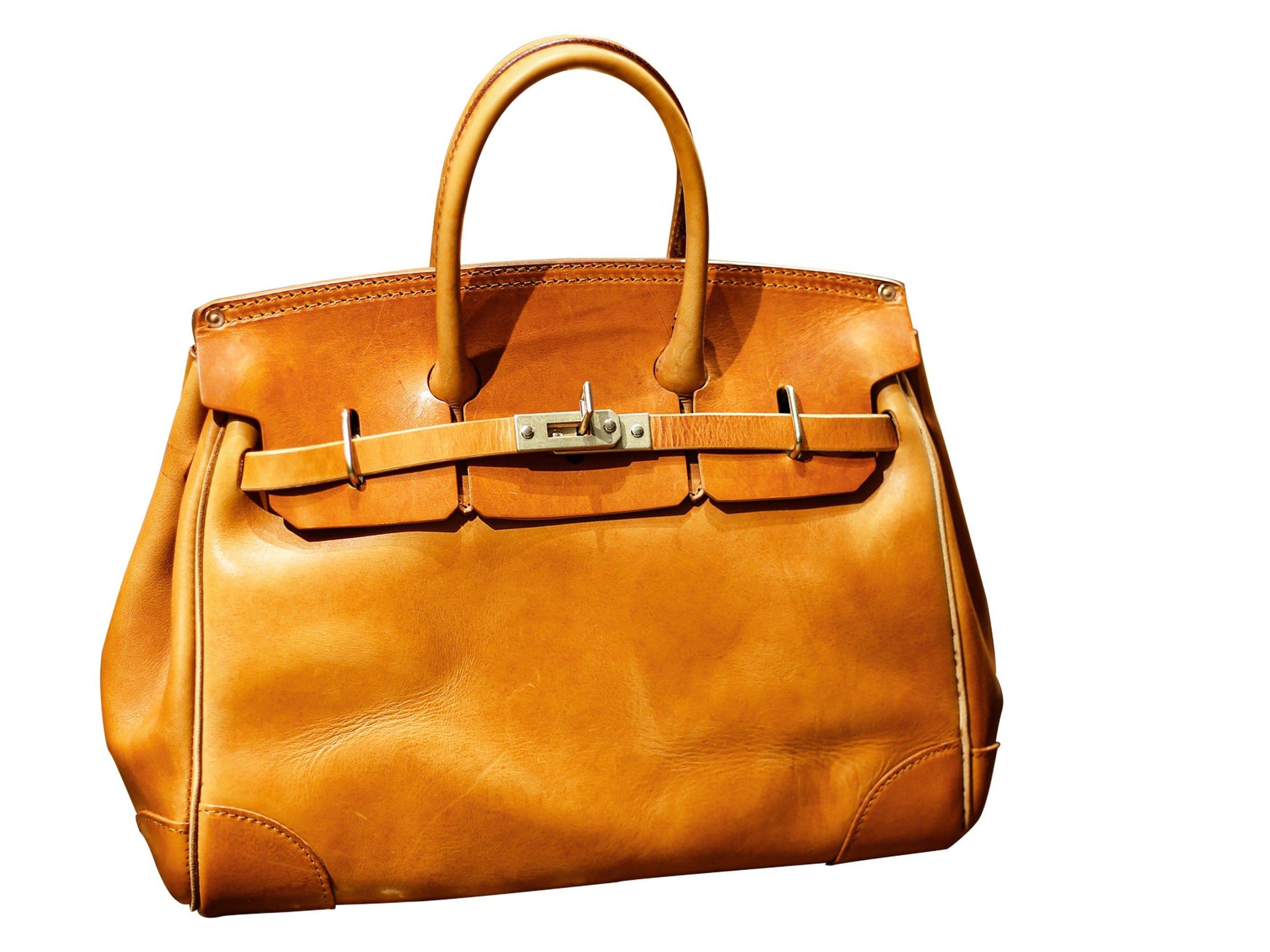 Rossie Viren Women's Unisex Genuine Vintage Vegetable Tanned Leather Satchel Flap Buckle Bag