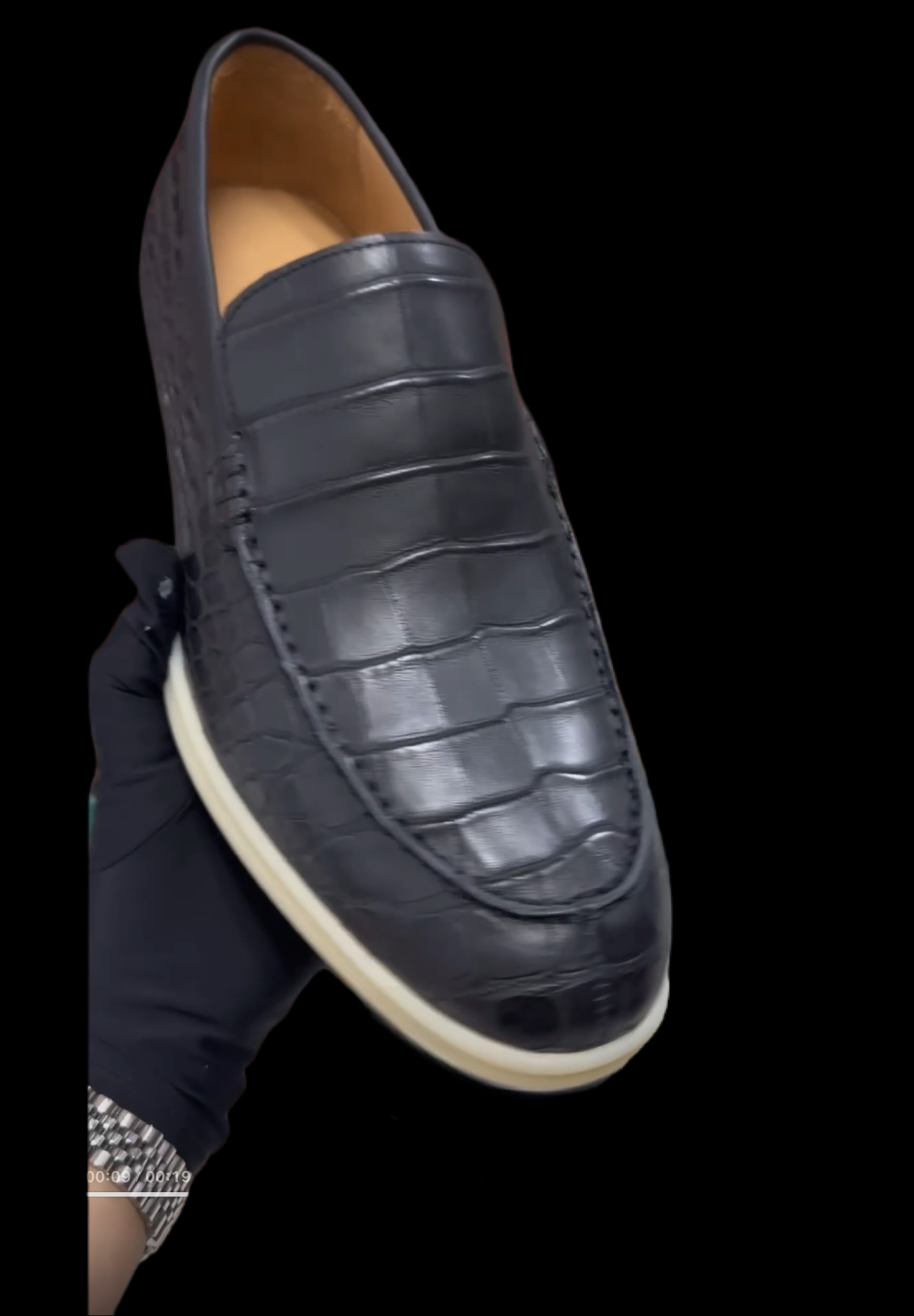 Preorder Nubuck Crocodile Leather Loafer Shoes Wine Red/Orange/Dark Grey