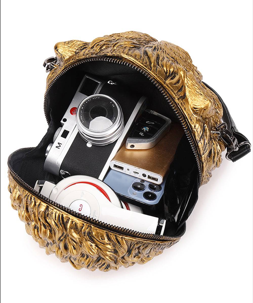 3D Backpack, Fashion 3D Happy Small Tiger Head SquareBag, Cross Body Handle Shoulder Bag