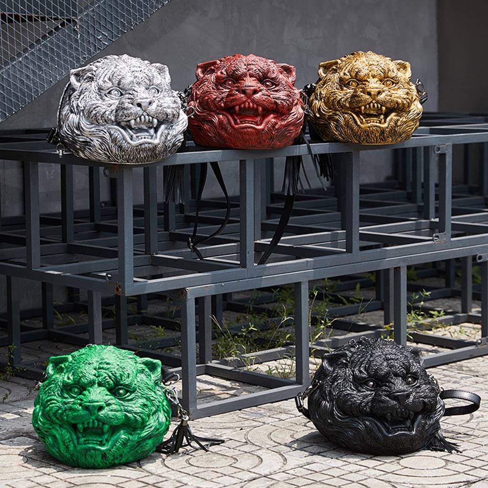 3D Backpack, Fashion 3D Happy Small Tiger Head SquareBag, Cross Body Handle Shoulder Bag
