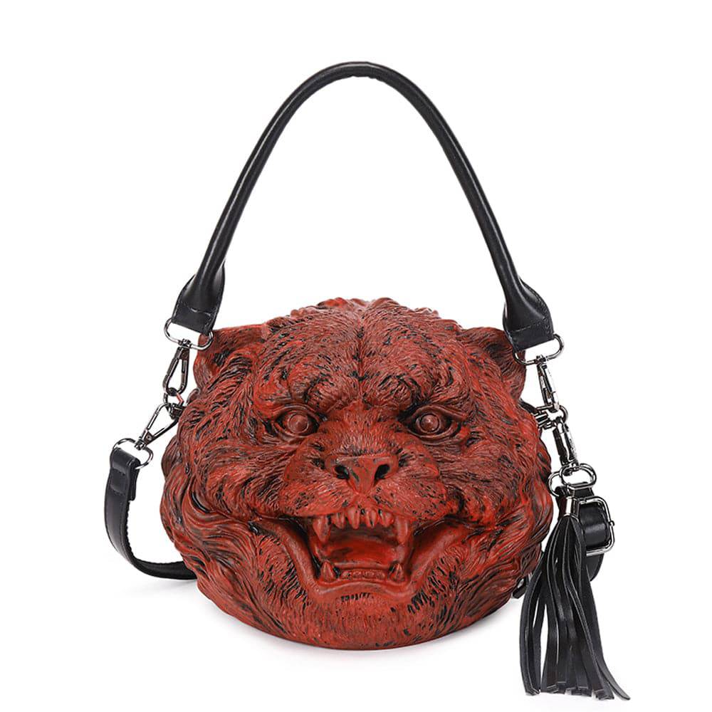 3D Backpack, Fashion 3D Happy Small Tiger Head SquareBag, Cross Body Handle Shoulder Bag