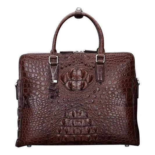 Brown Crocodile Leather Large Volumn Briefcase Promenade Tote Bag | Rossieviren