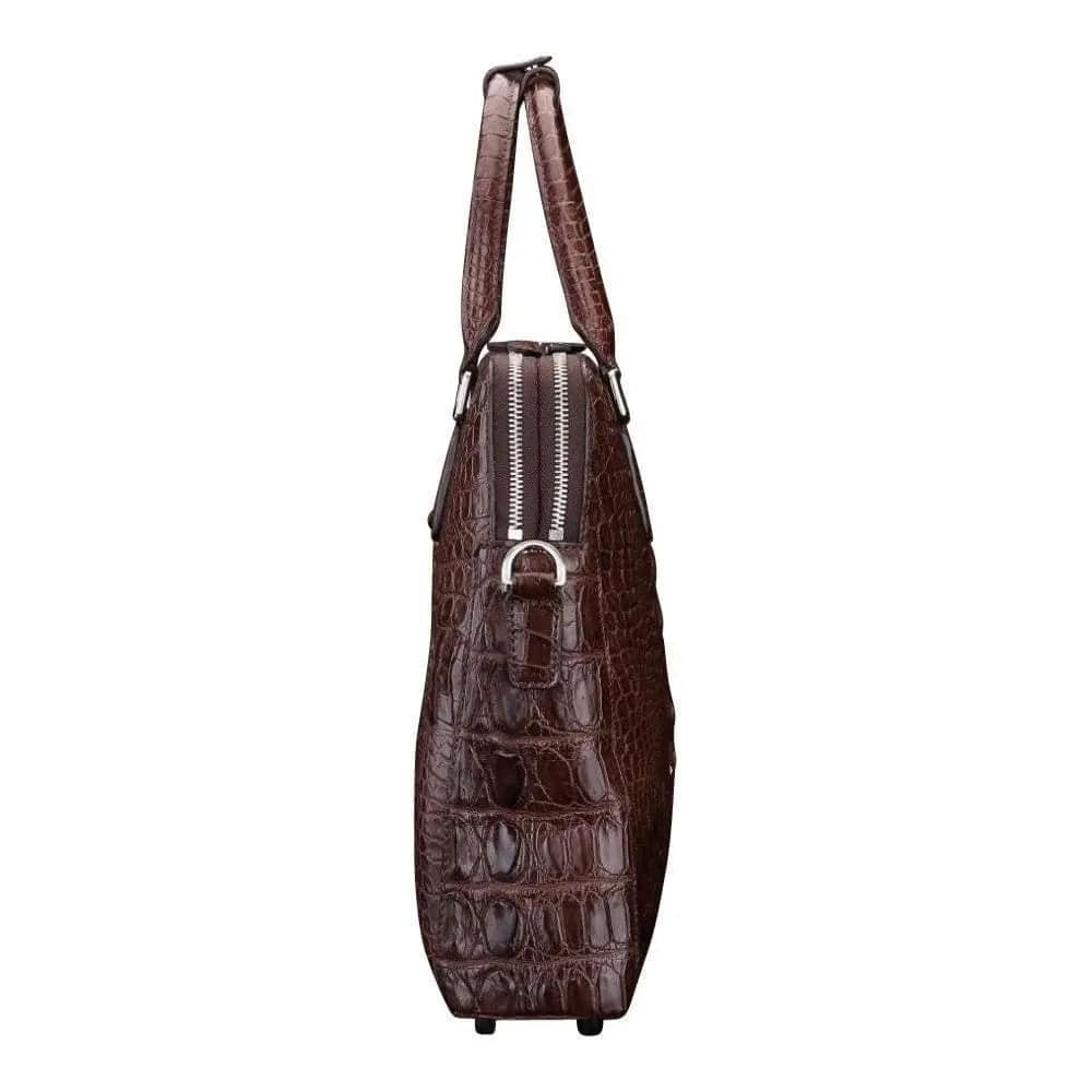 Brown Crocodile Leather Large Volumn Briefcase Promenade Tote Bag | Rossieviren