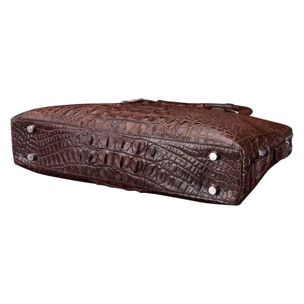 Brown Crocodile Leather Large Volumn Briefcase Promenade Tote Bag | Rossieviren