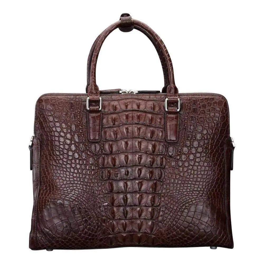 Brown Crocodile Leather Large Volumn Briefcase Promenade Tote Bag | Rossieviren