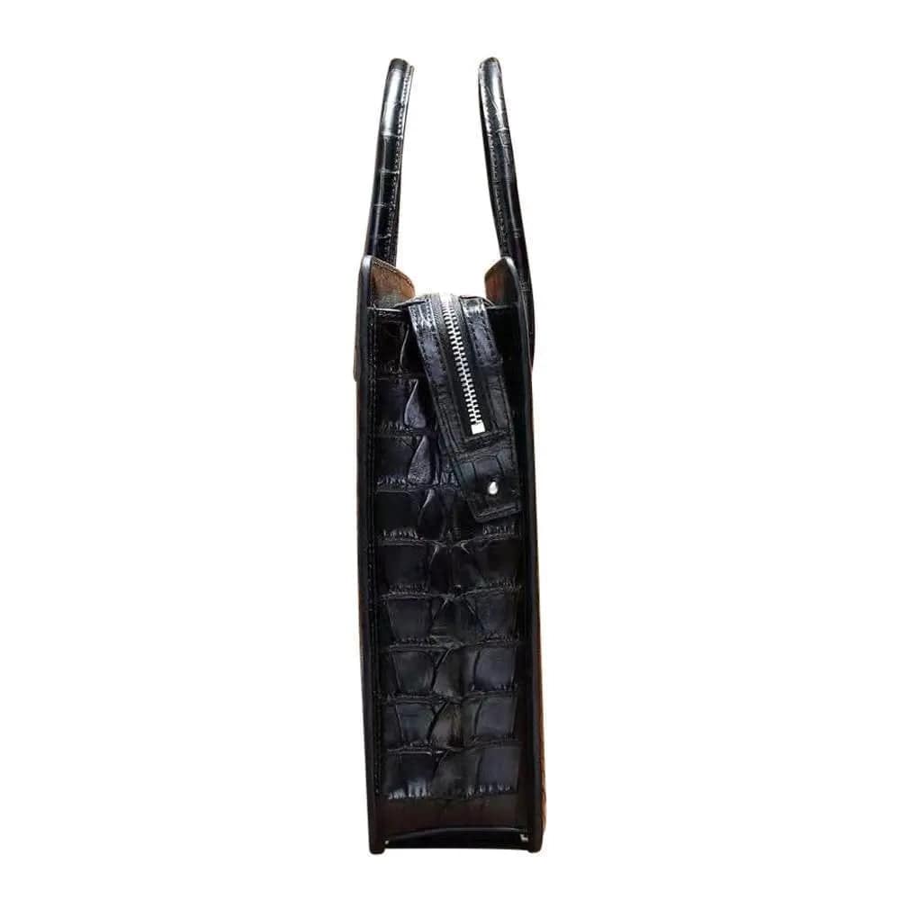 Classic Genuine Crocodile Leather Luxury Vintage Strapless Briefcase Computer Bag
