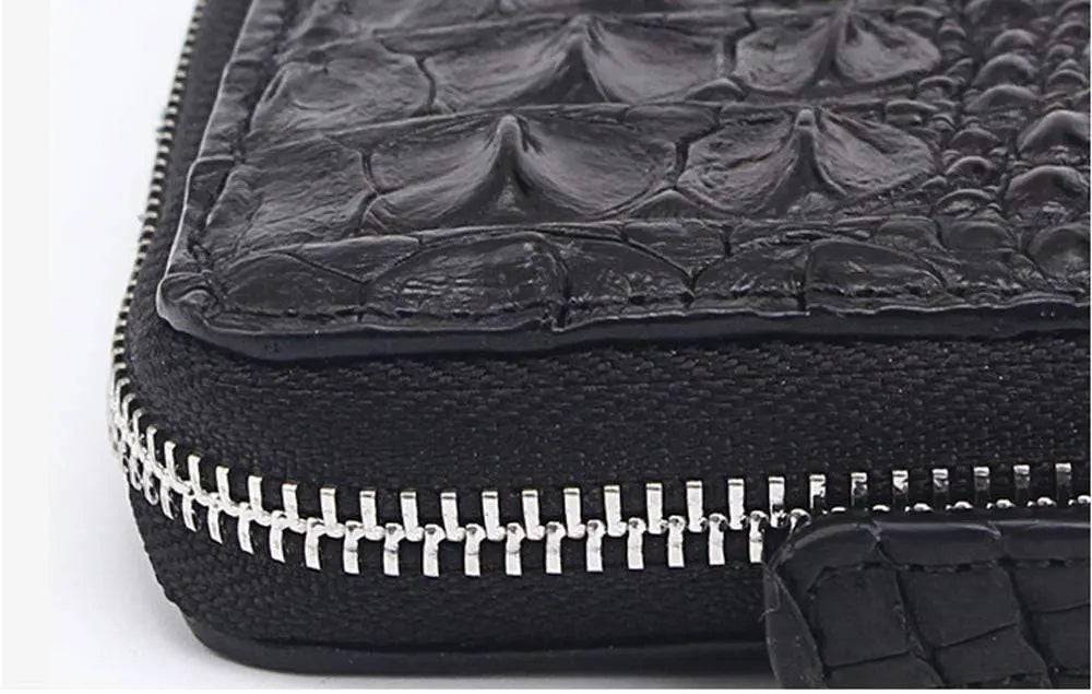 Crocodile Leather Zipper Wallet