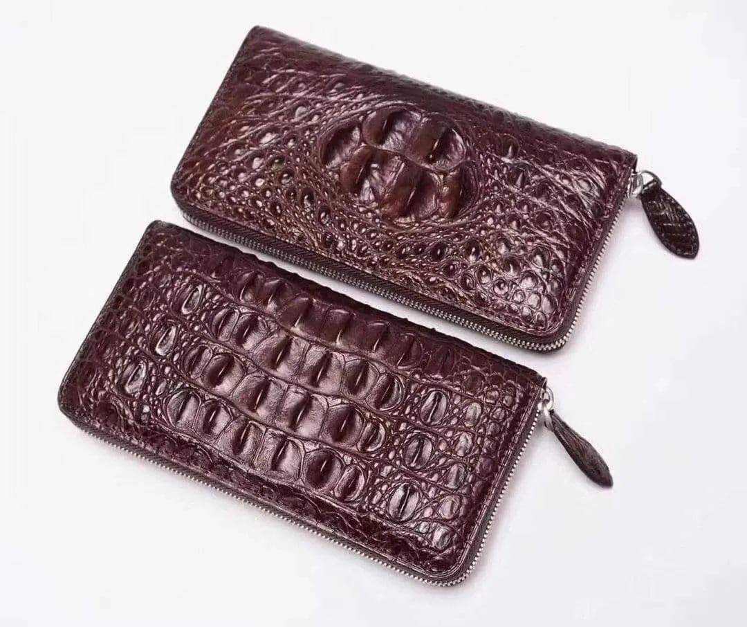 Crocodile Leather Zipper Wallet