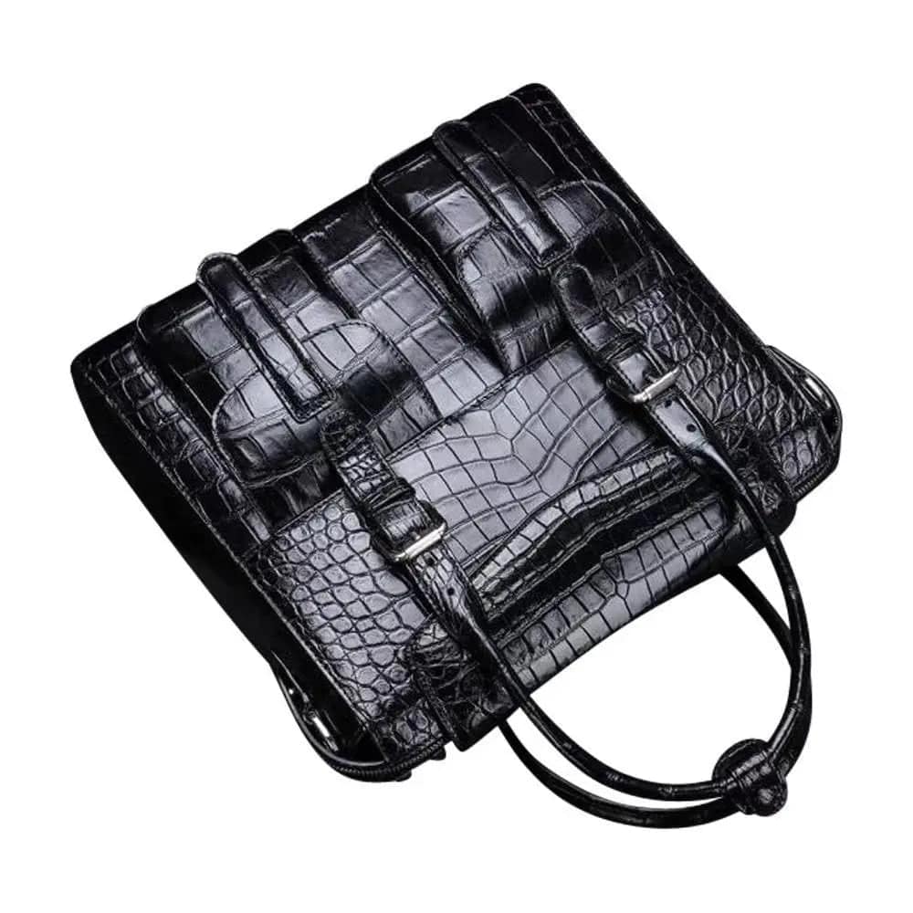 Crocodile Belly Leather Briefcase Shoulder Cross-body Laptop Business Bag for Men | Rossieviren