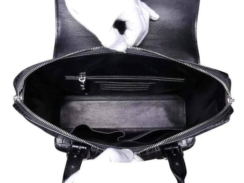 Crocodile Belly Leather Briefcase Shoulder Cross-body Laptop Business Bag for Men | Rossieviren
