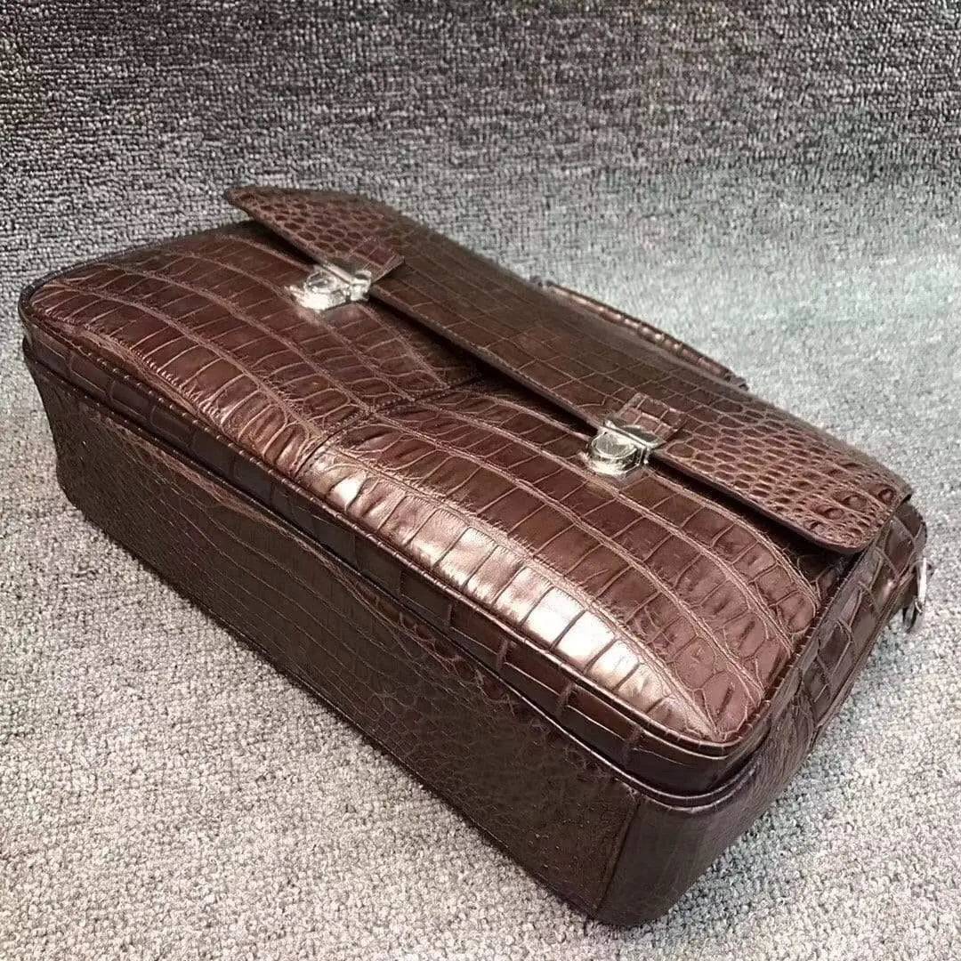 Crocodile Belly Leather Lock Briefcase