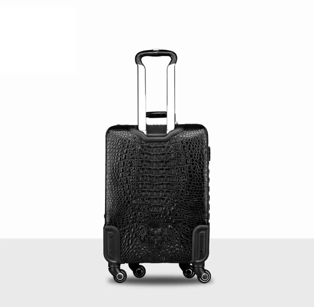 Preorder Crocodile Leather 4-Wheeled Trolley Case Travelling Luggage Bags Green