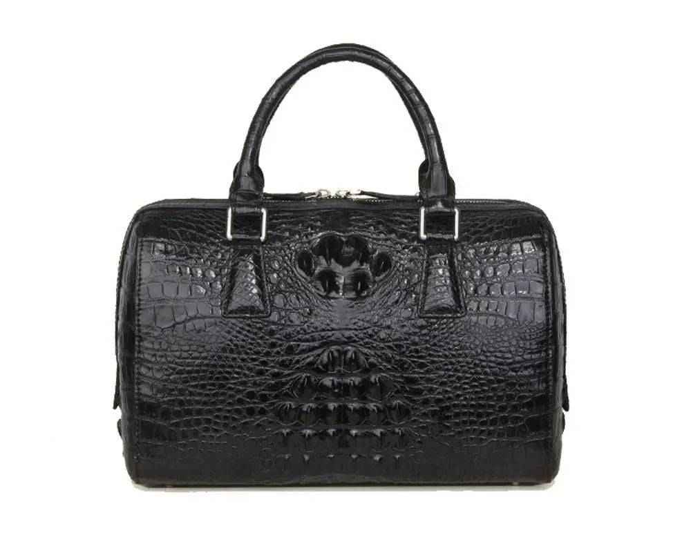Crocodile Skin  Leather Boston Satchel Bags