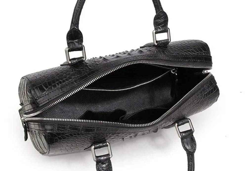 Crocodile Skin  Leather Boston Satchel Bags