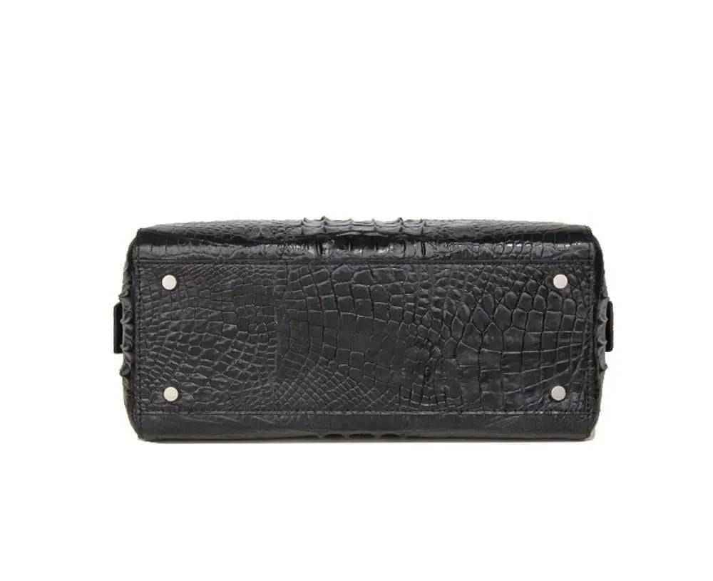 Crocodile Skin  Leather Boston Satchel Bags