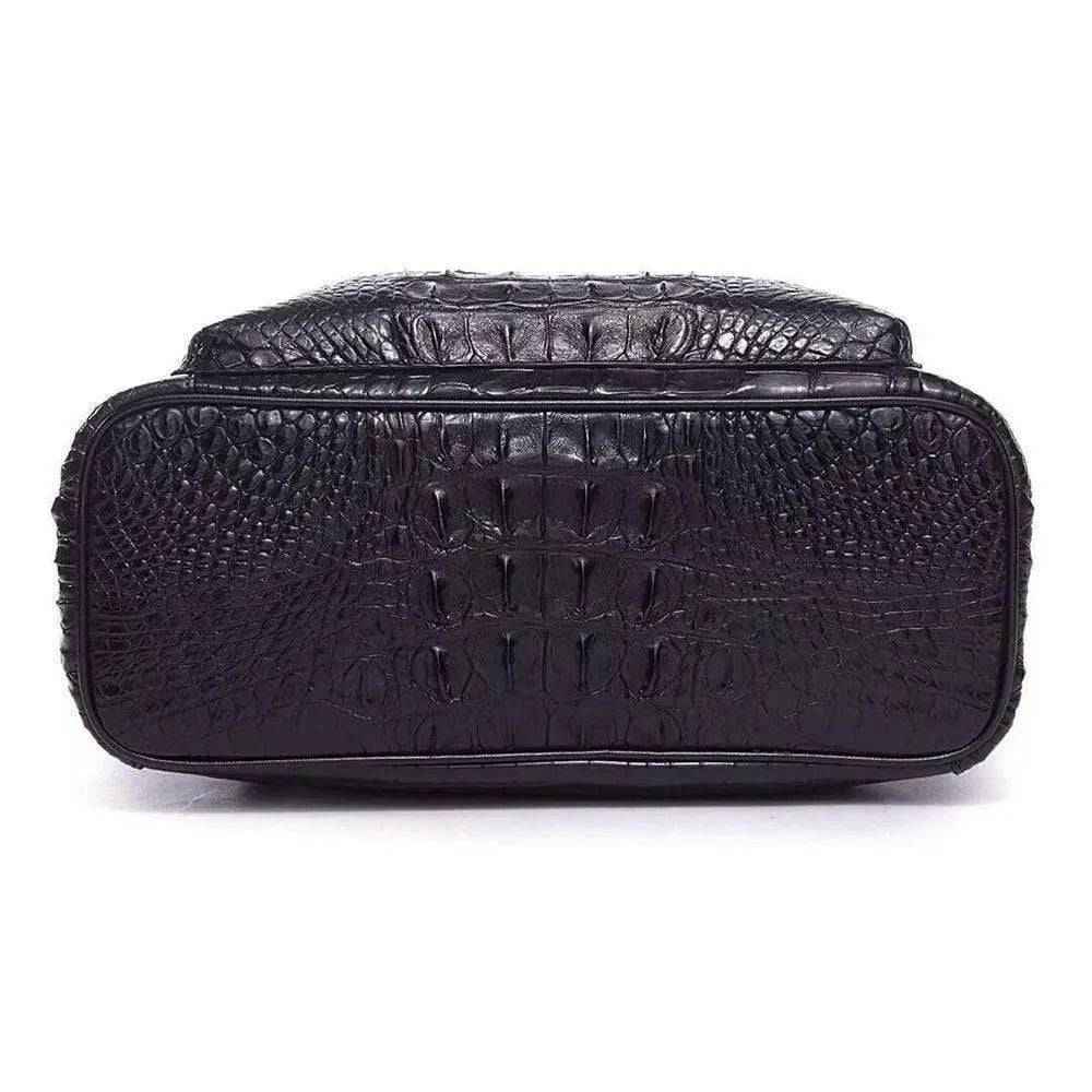 Unisex Crocodile Skin Leather Large Backpack