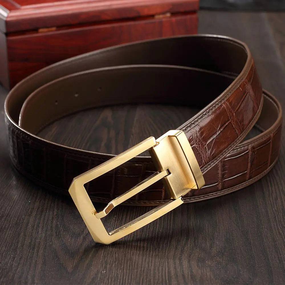 Crocodile Skin Belly Leather Belt 4250