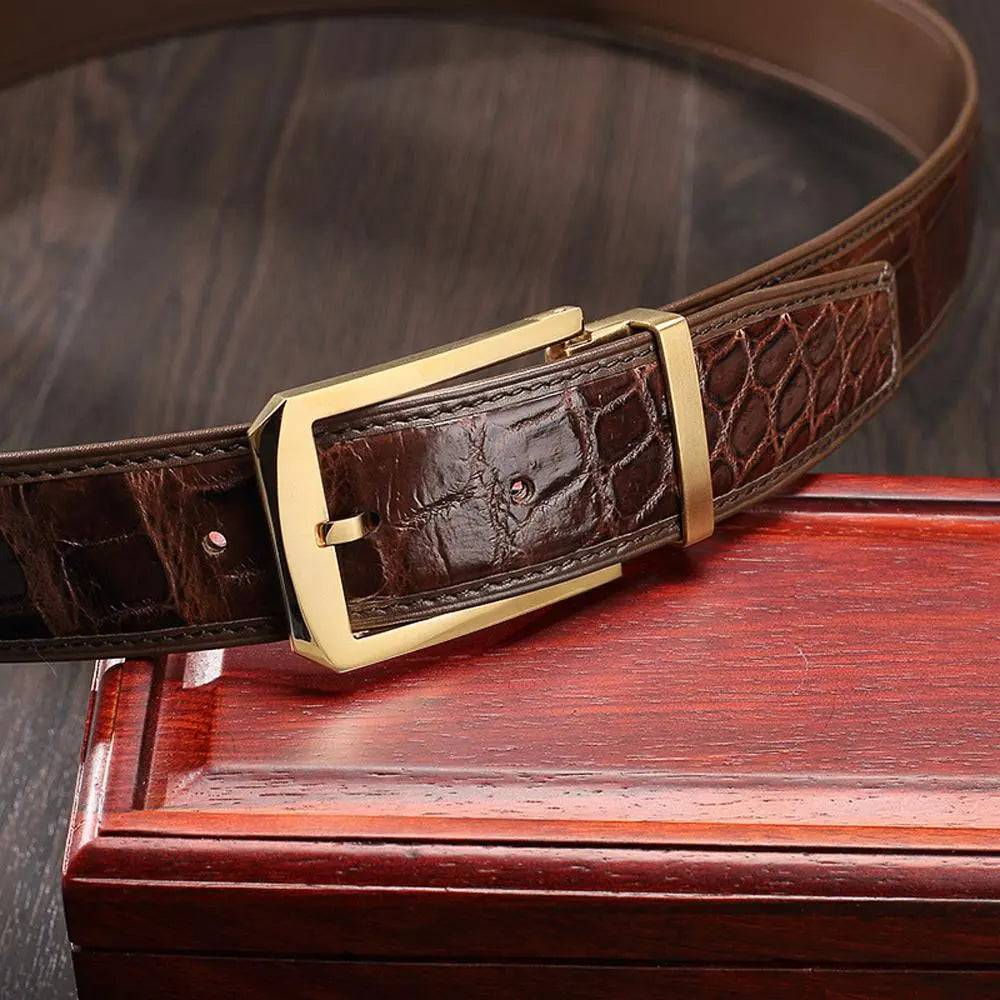 Crocodile Skin Belly Leather Belt 4250