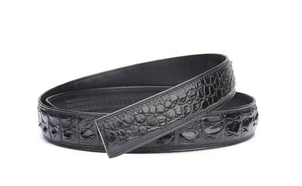 Crocodile Skin Bone Leather Waist Belt Without Buckle