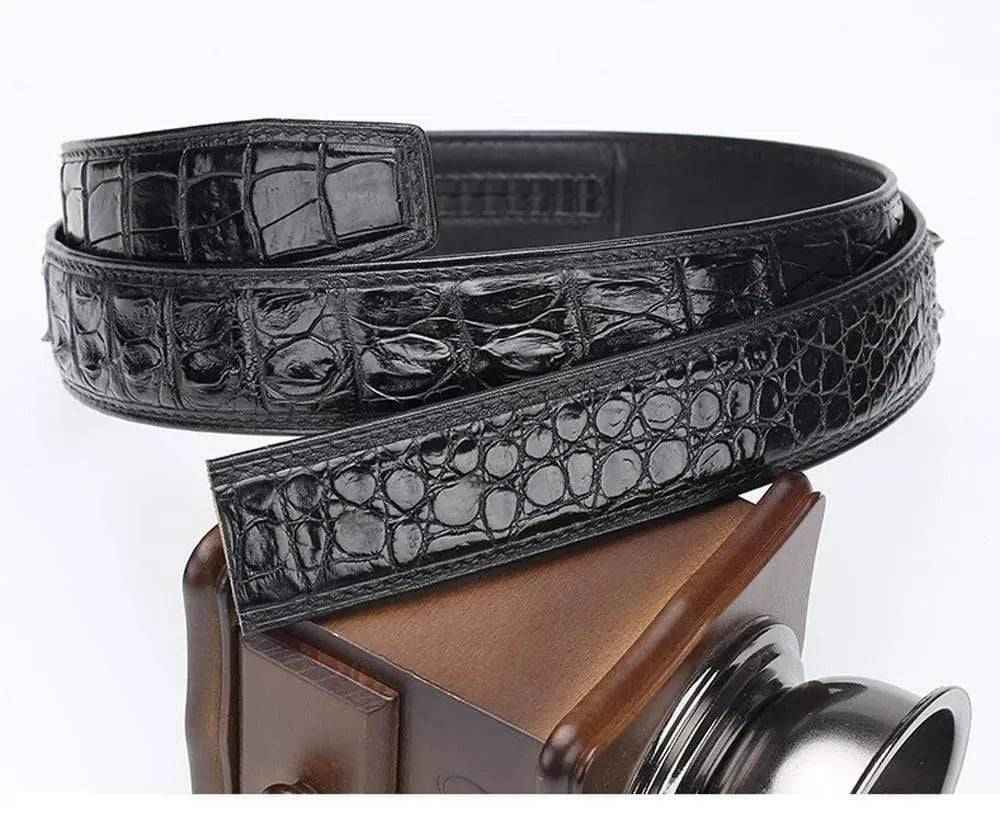 Crocodile Skin Bone Leather Waist Belt Without Buckle