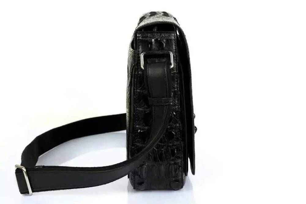 Crocodile Skin Leather Postman Bag, Expandable Messenger Bag,School Bag