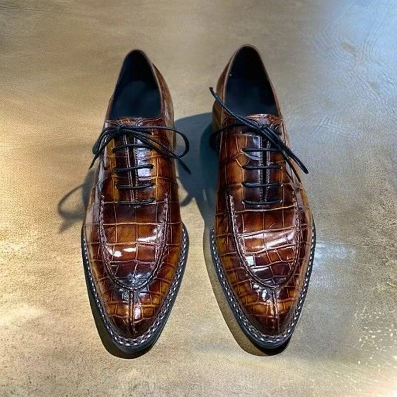 Crocodile Shoes, Men's Crocodile Leather Lace Up Business Dress Shoes