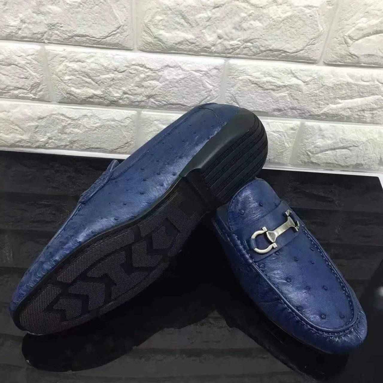 Crocodile Shoes Exotic Ostrich Skin Leather Slip-On~ Loafer Shoes for Men