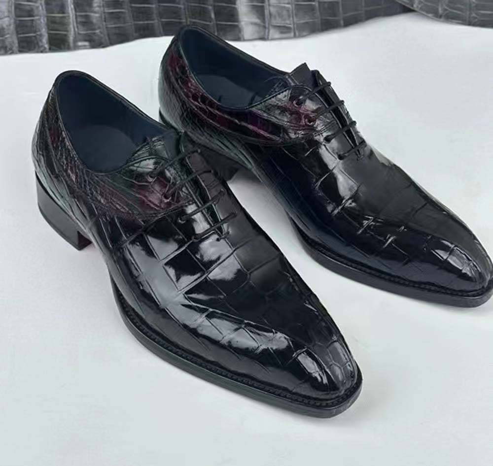 Preorder Crocodile Shoes Crocodile Shoe Mens Vintage Wine Red Business Lace Up Dress Shoes
