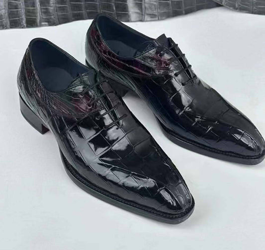 Preorder Crocodile Shoes Crocodile Shoe Mens Vintage Wine Red Business Lace Up Dress Shoes