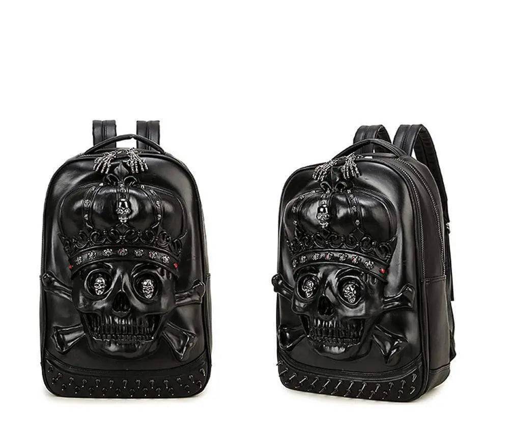 Fashion Punk Rivets Waterproof 3D Ghost Skull With Crown Backpack  Laptop