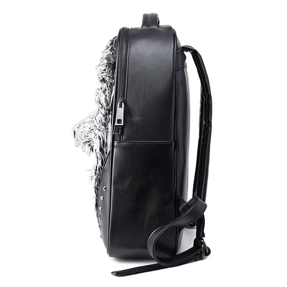 Fashion Unisex Rivets Waterproof 3D Angry Lion Statue Backpack Laptop Computer Knapsack