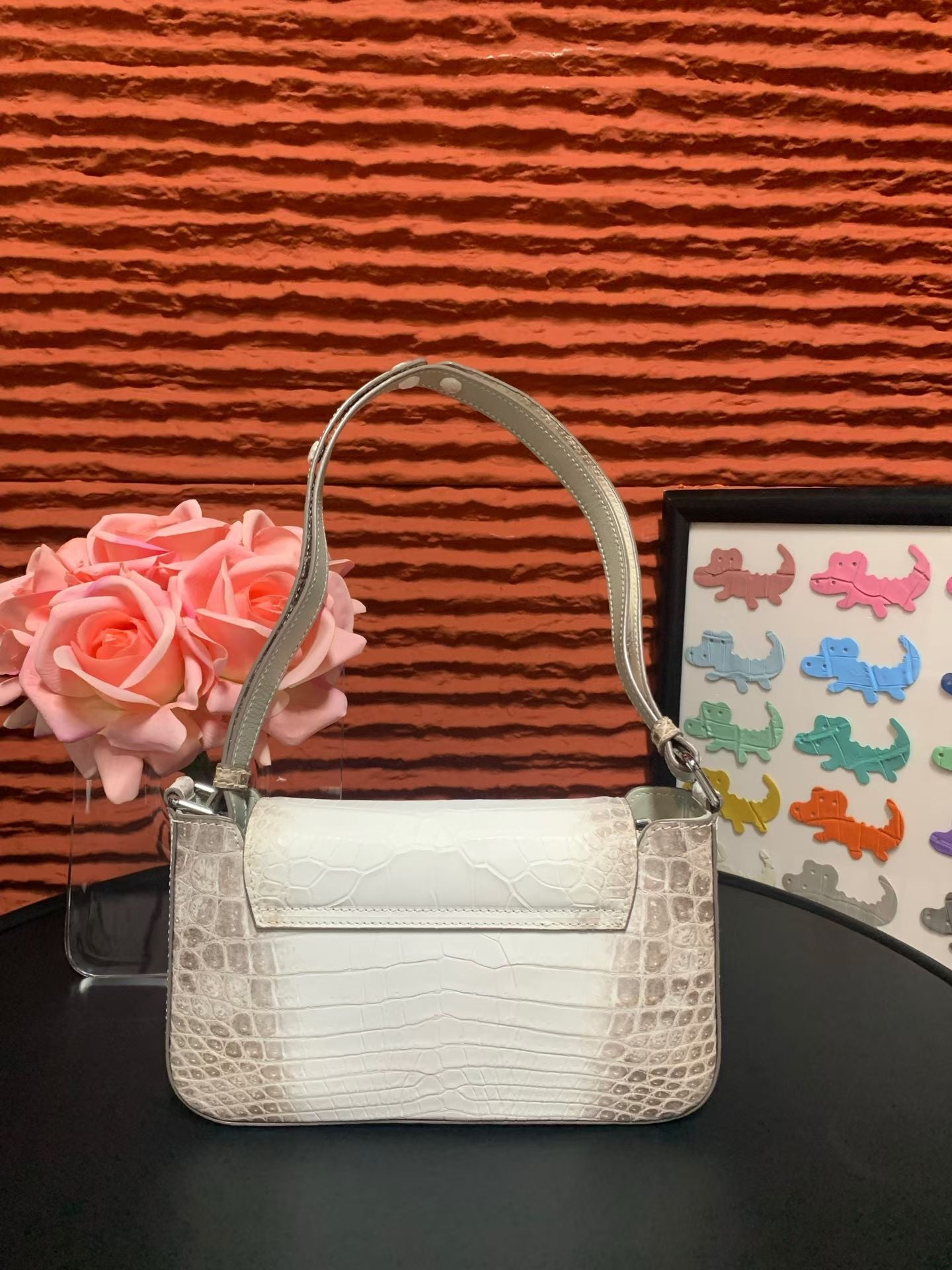 Himalayan White Crocodile Leather Underarm Bag