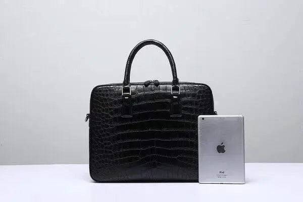 Genuine  Crocodile Leather Zip Around Briefcase Black