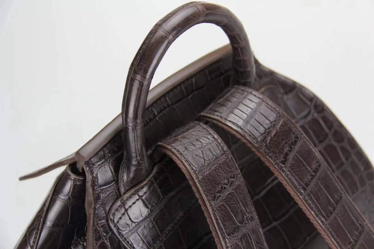 Genuine Crocodile Belly  Leather Backpack Brown
