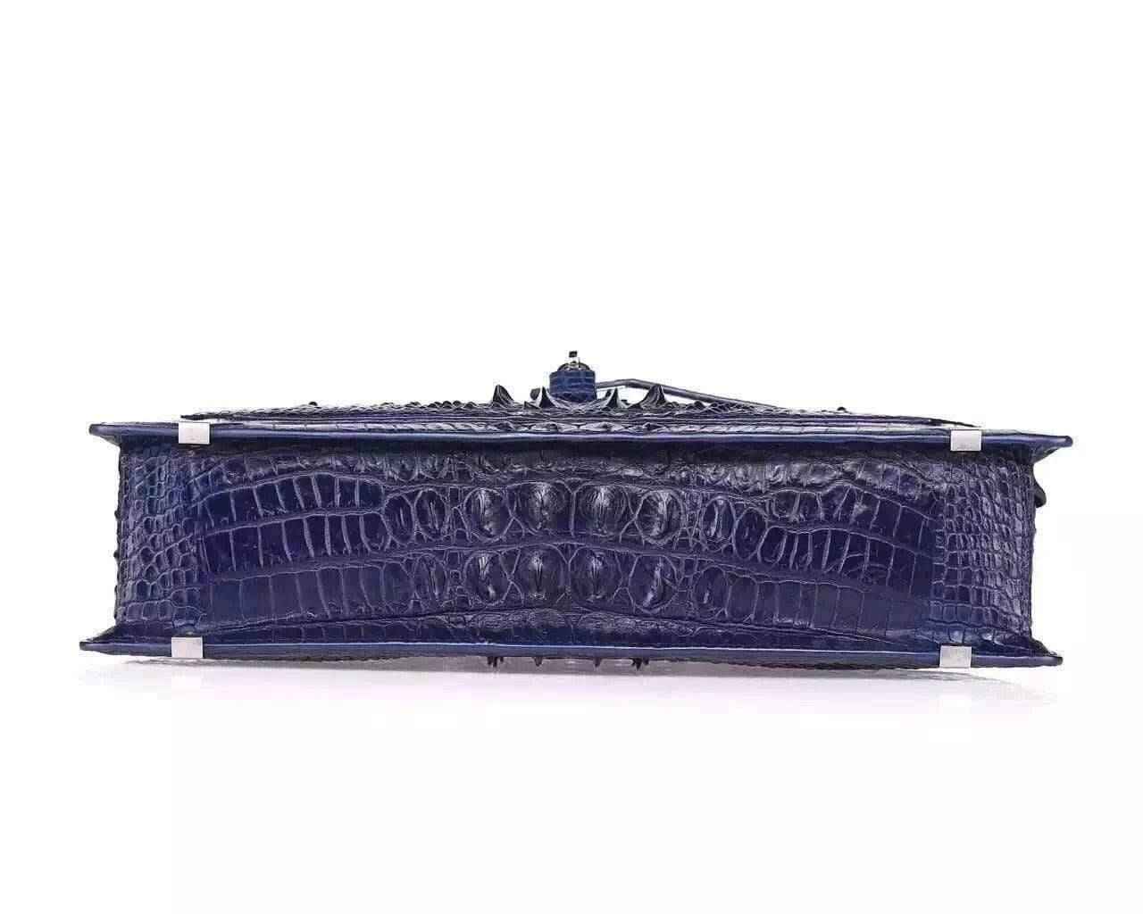 Genuine Crocodile Briefcase For Men,Messenger,Laptop, Business Bag In Dark Blue