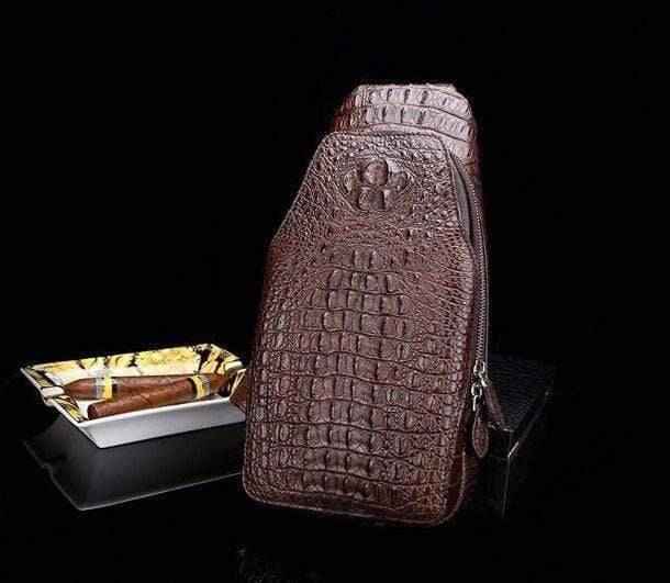 Genuine Crocodile Leather Mens Sling Chest Bag Bag