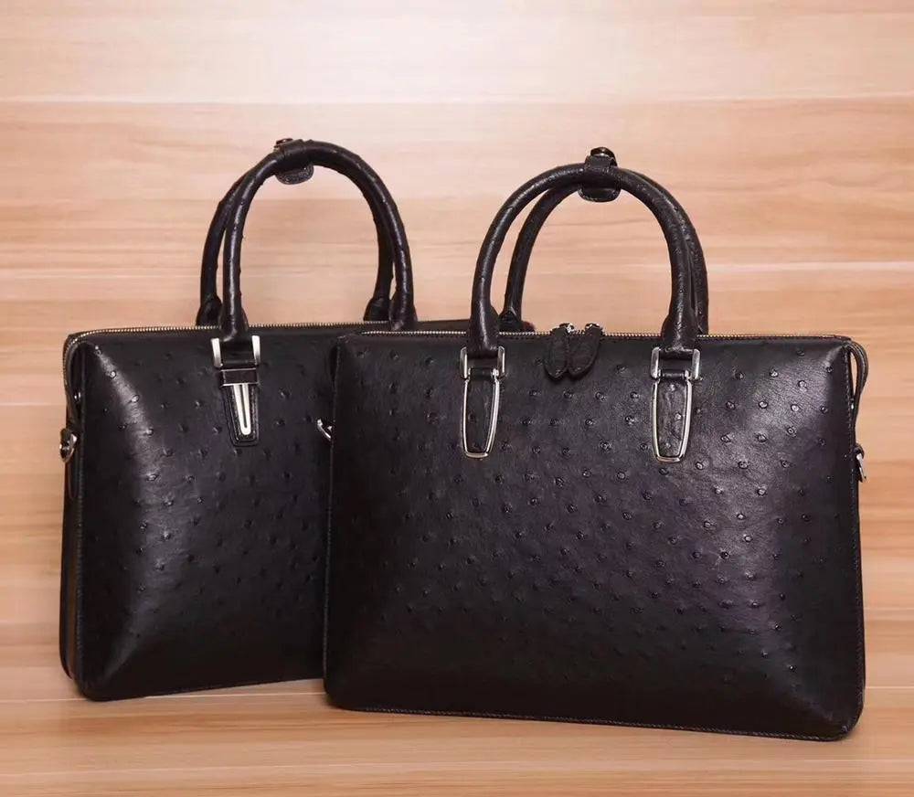 Genuine Ostrich Leather Briefcase Black