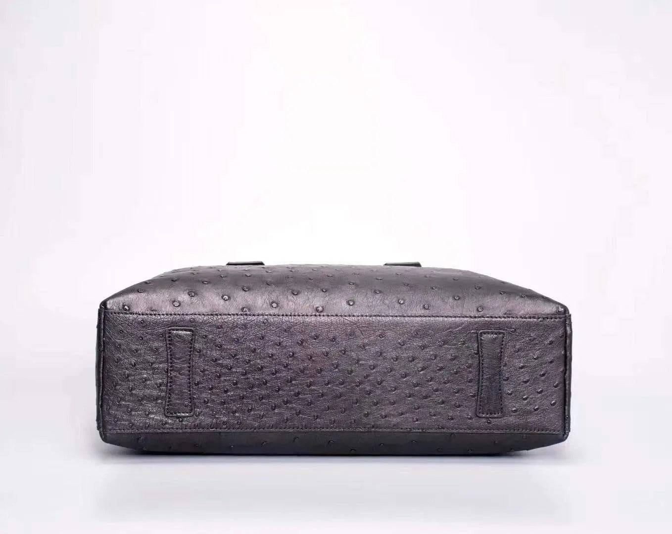 Genuine Ostrich Leather Briefcase Tote Bag Black