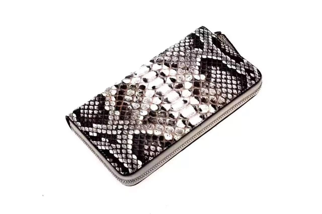 Genuine Python  Leather Large Zip Around  Wallet For Women