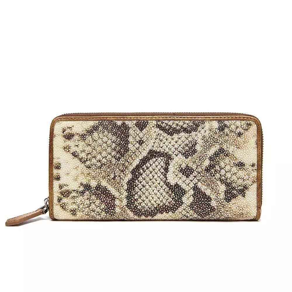 Genuine Python Leather Large Zip Around  Wallet For Women