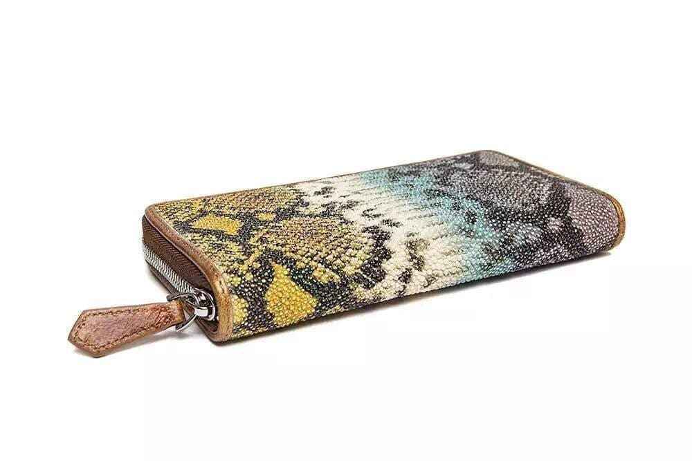 Genuine Python Leather Large Zip Around  Wallet For Women
