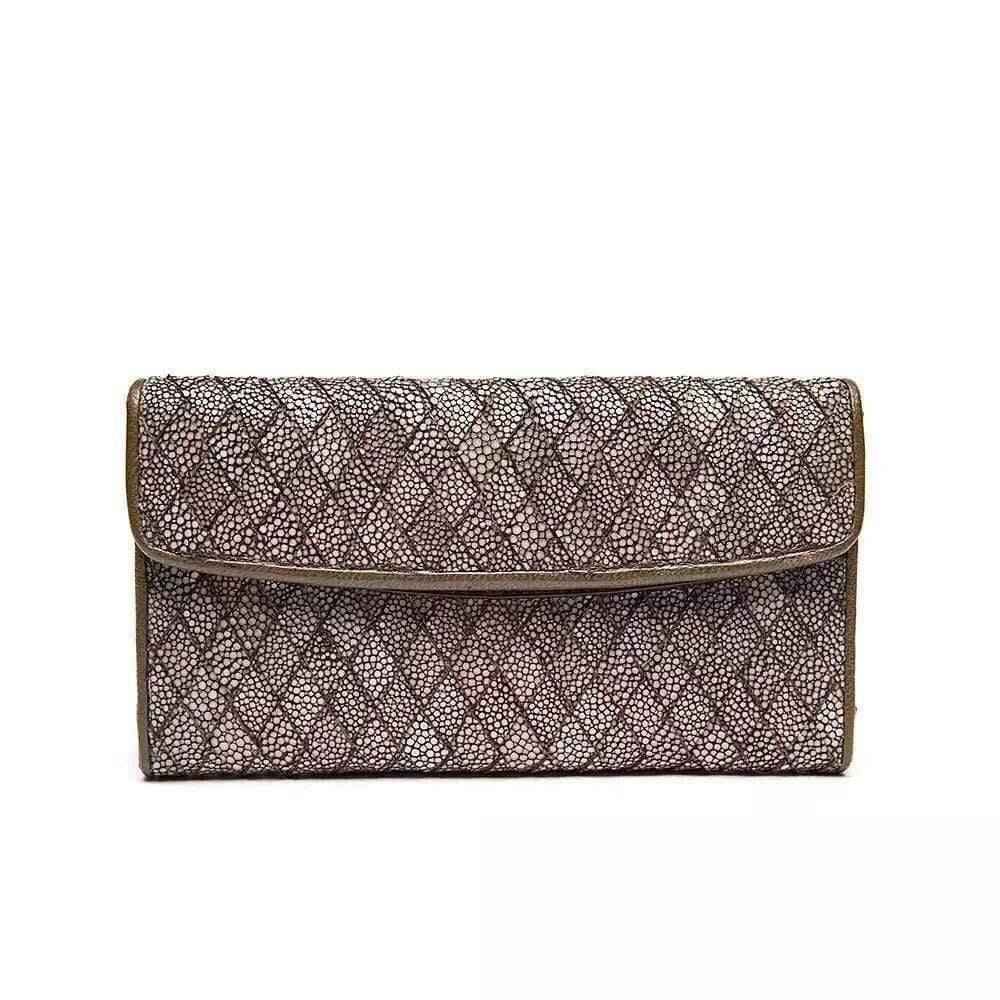 GenuinePearl Stingray Leather Large Flap Wallet For Women